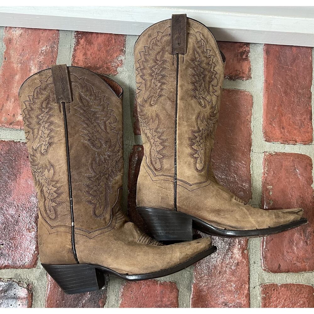 Dan Post Brown Leather Cowboy Boots Size 6 Womens Western - Picture 4 of 12